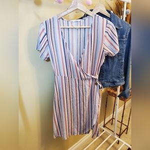 ARDENE Blue Pink Stripe Summer Dress Sz. S